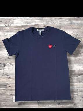 Comme des Garçons PLAY Double Heart Patch Navy Blue T-Shirt